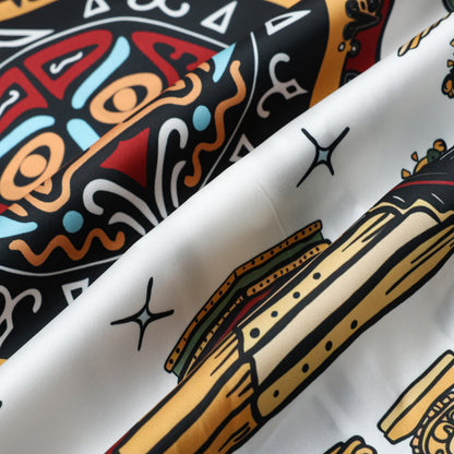 Exotic Pyramid Pattern Camp Collar Casual Shirt for Men