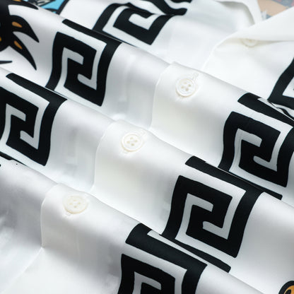 Exotic Pyramid Pattern Camp Collar Casual Shirt for Men