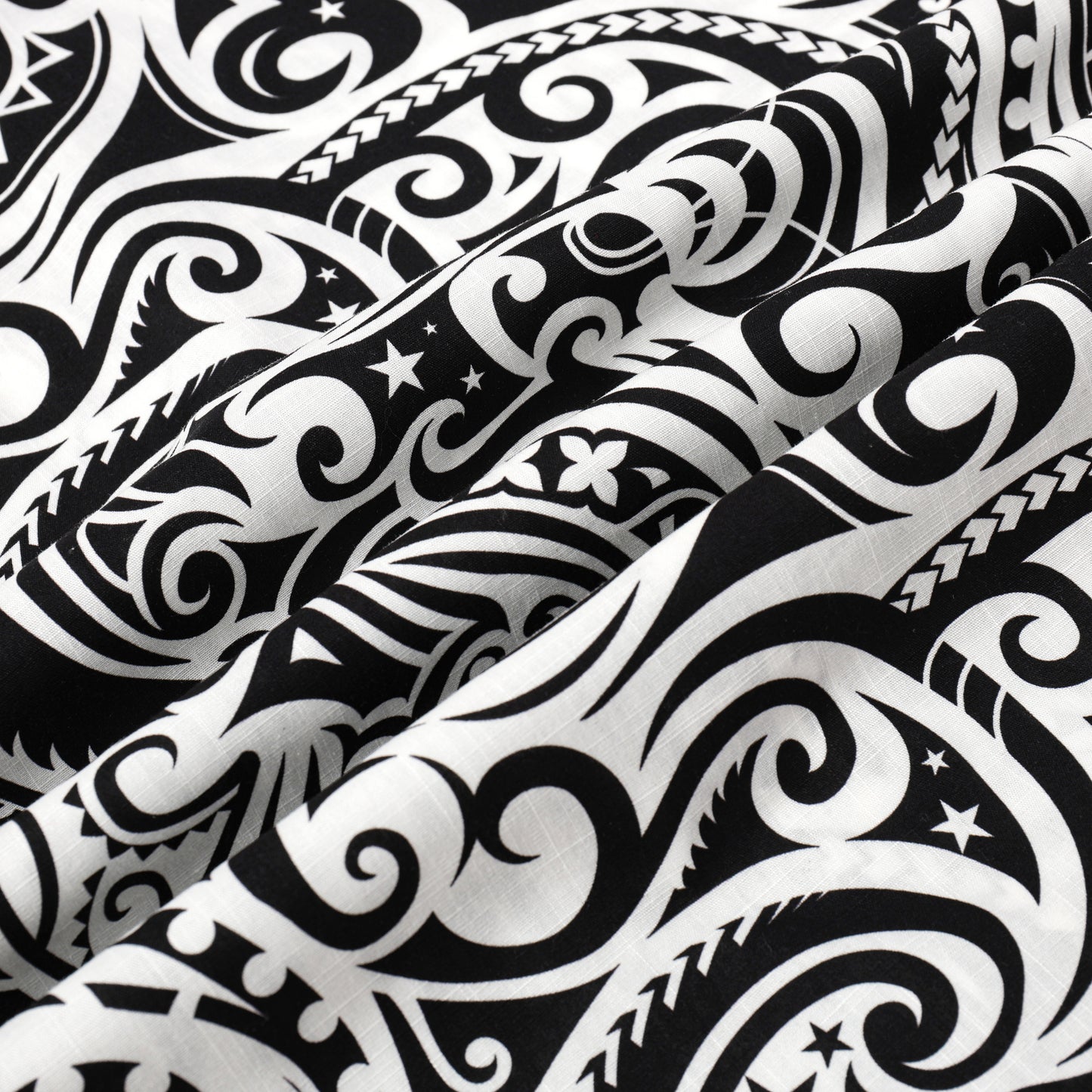 Black Paisley Pattern Button Short Sleeve Shirt