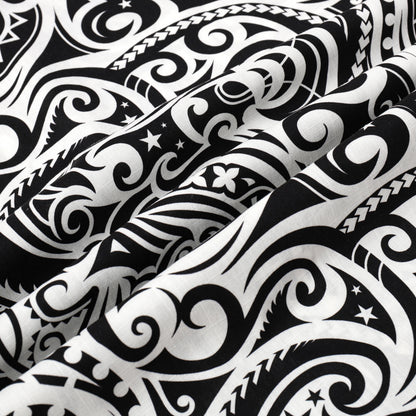 Black Paisley Pattern Button Short Sleeve Shirt
