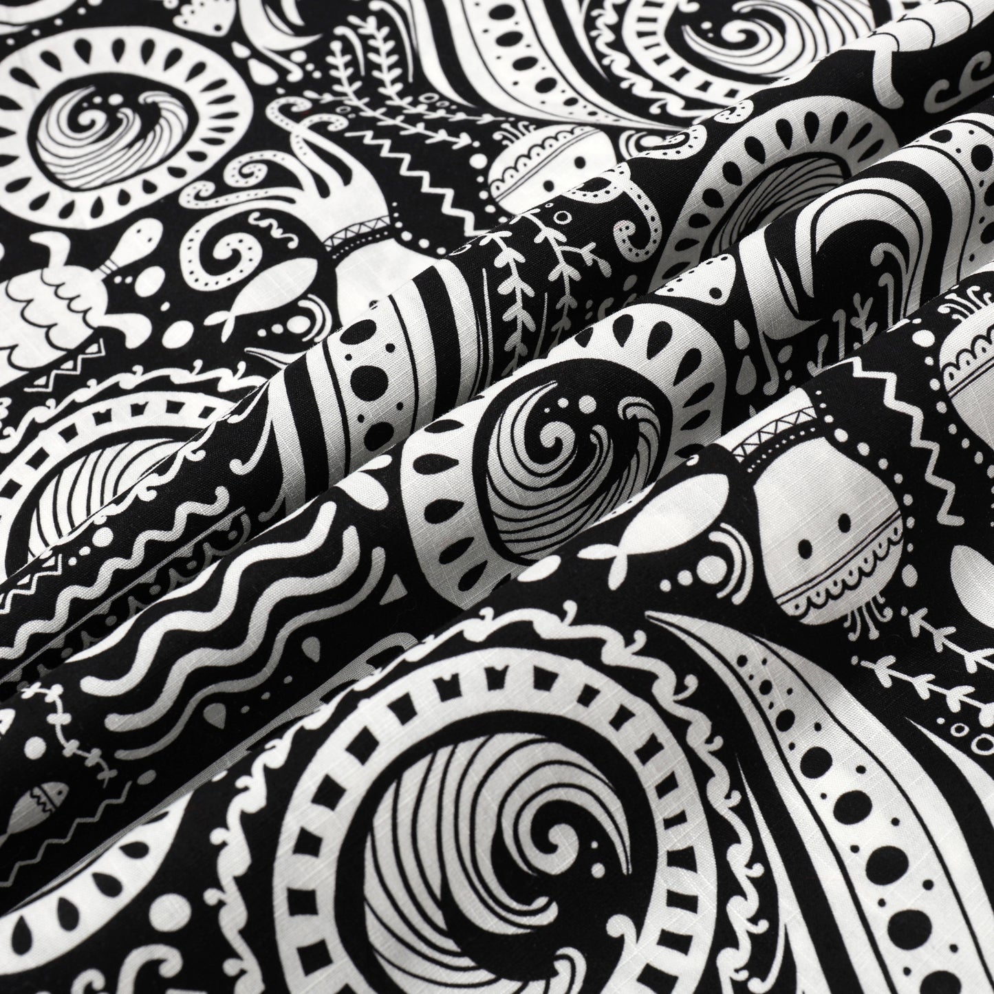 Fish Octopus Pattern Button Short Sleeve Shirt