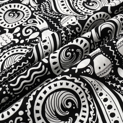 Fish Octopus Pattern Button Short Sleeve Shirt