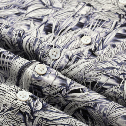 Aloha Palm Tree Pattern Button Short Sleeve Shirt