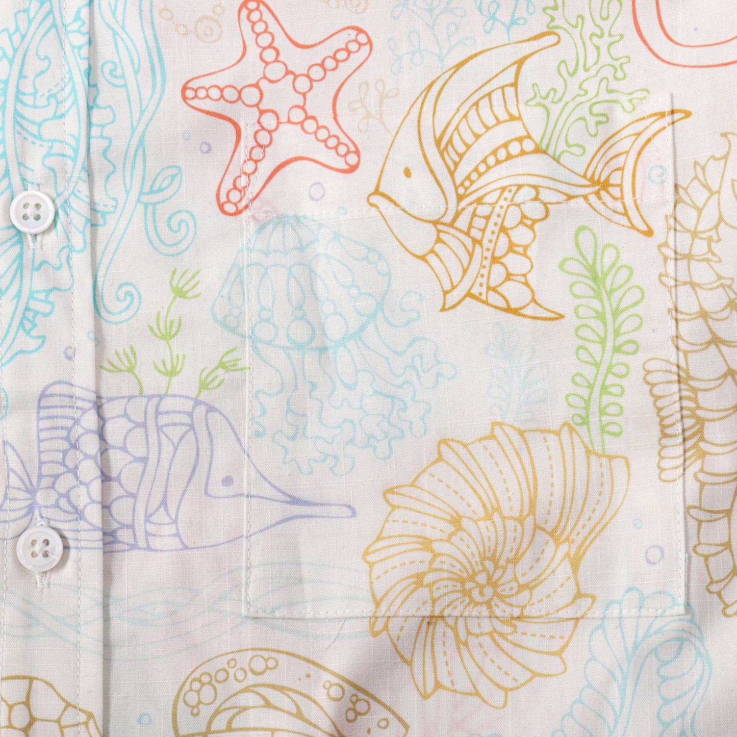 Marine World Pattern Button Short Sleeve Shirt