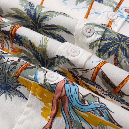 Aloha Bar Pattern Button Short Sleeve Shirt