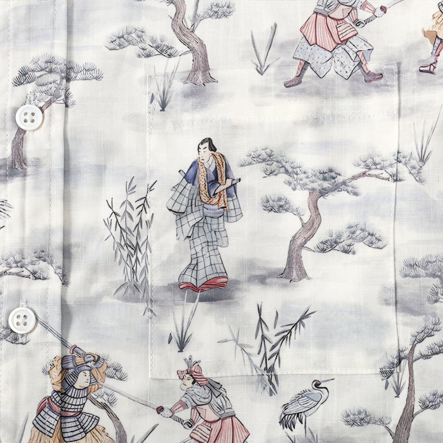 Ancient Soldier Print Button Short Sleeve Shirt