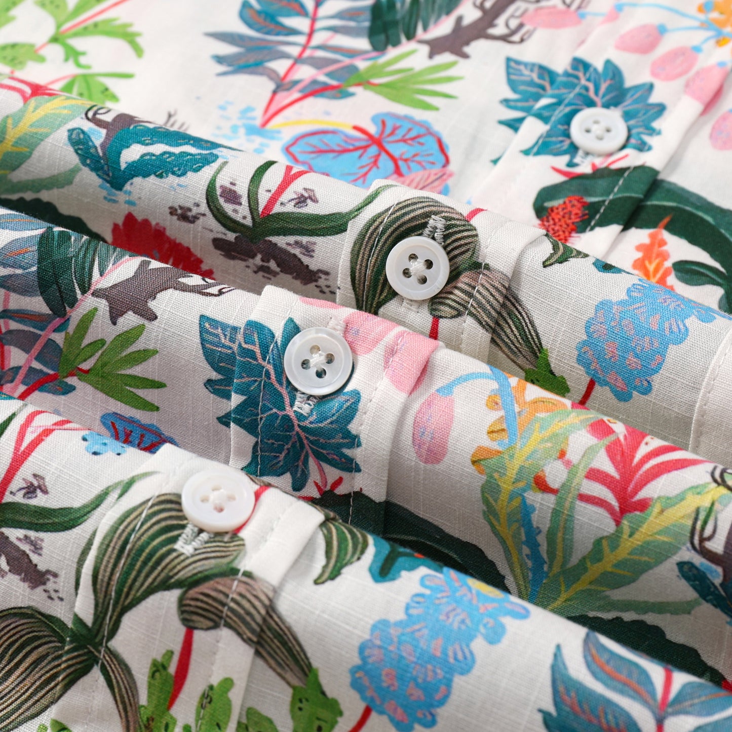 Tropical Style Leaf Button Short Sleeve Shirt