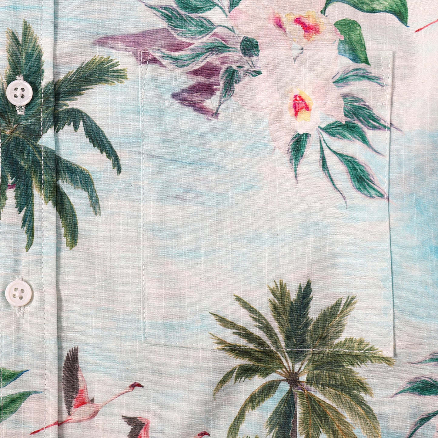 Palm Tree Island Pattern Button Short Sleeve Shirt