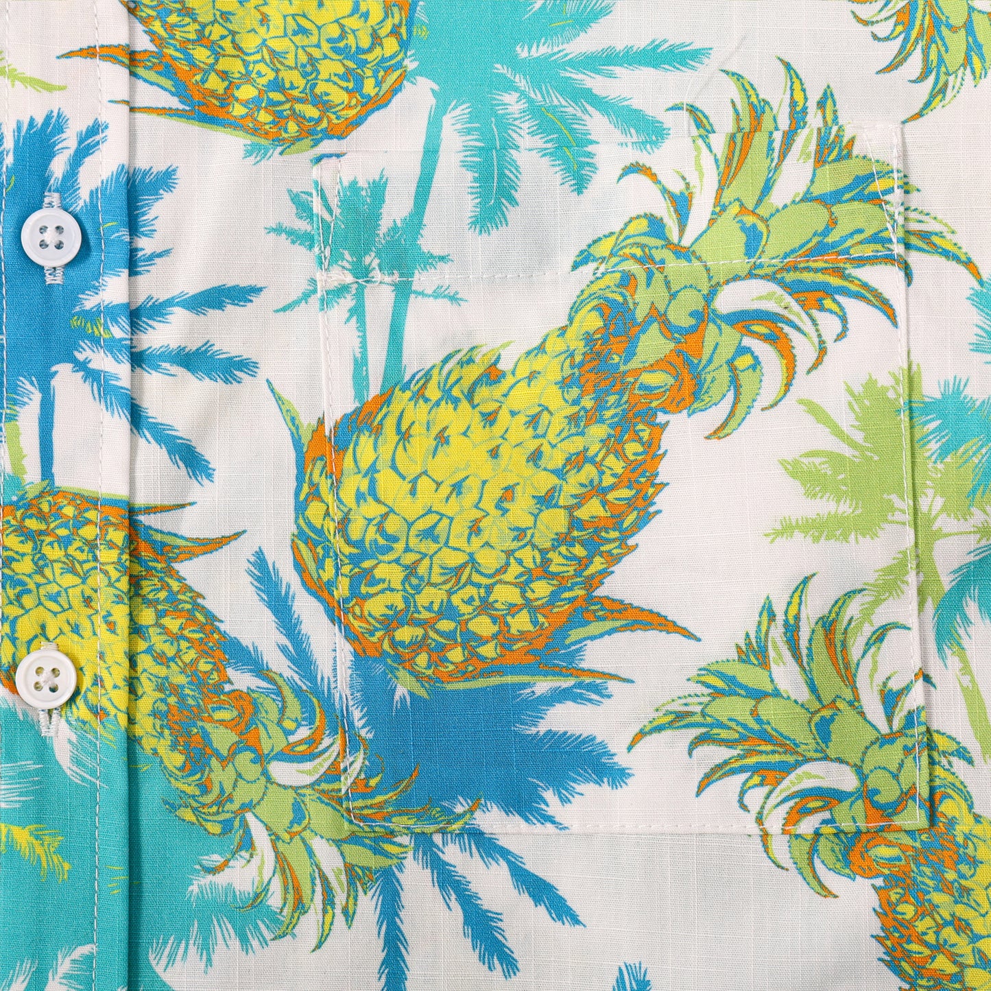 Tropical Pineapple Pattern Button Short Sleeve Shirt