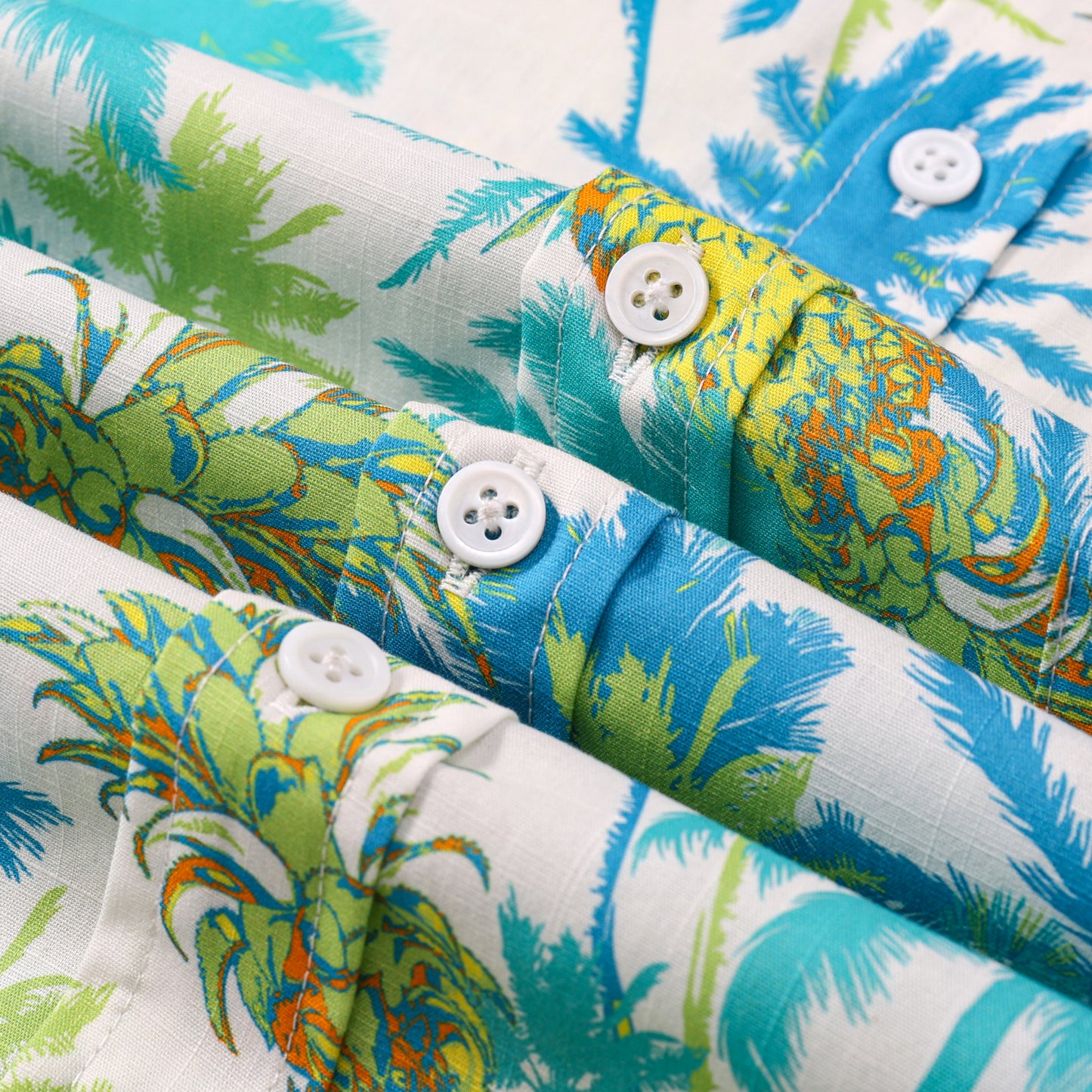 Tropical Pineapple Pattern Button Short Sleeve Shirt