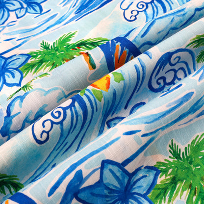 Wave Board Pattern Button Short Sleeve Shirt