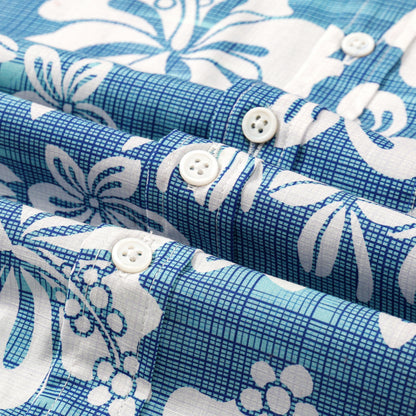 Checked Floral Pattern Short Sleeve Shirt