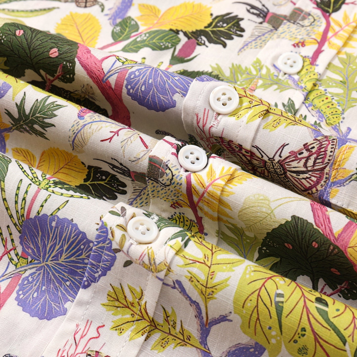 Tropical Butterfly Pattern Button Short Sleeve Shirt