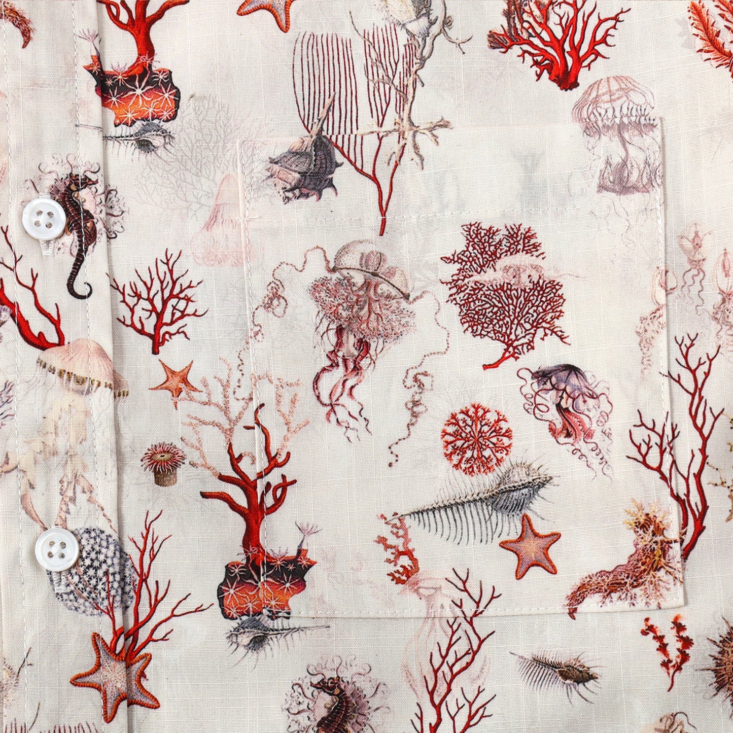 Aloha Underwater Creature Pattern Button Short Sleeve Shirt