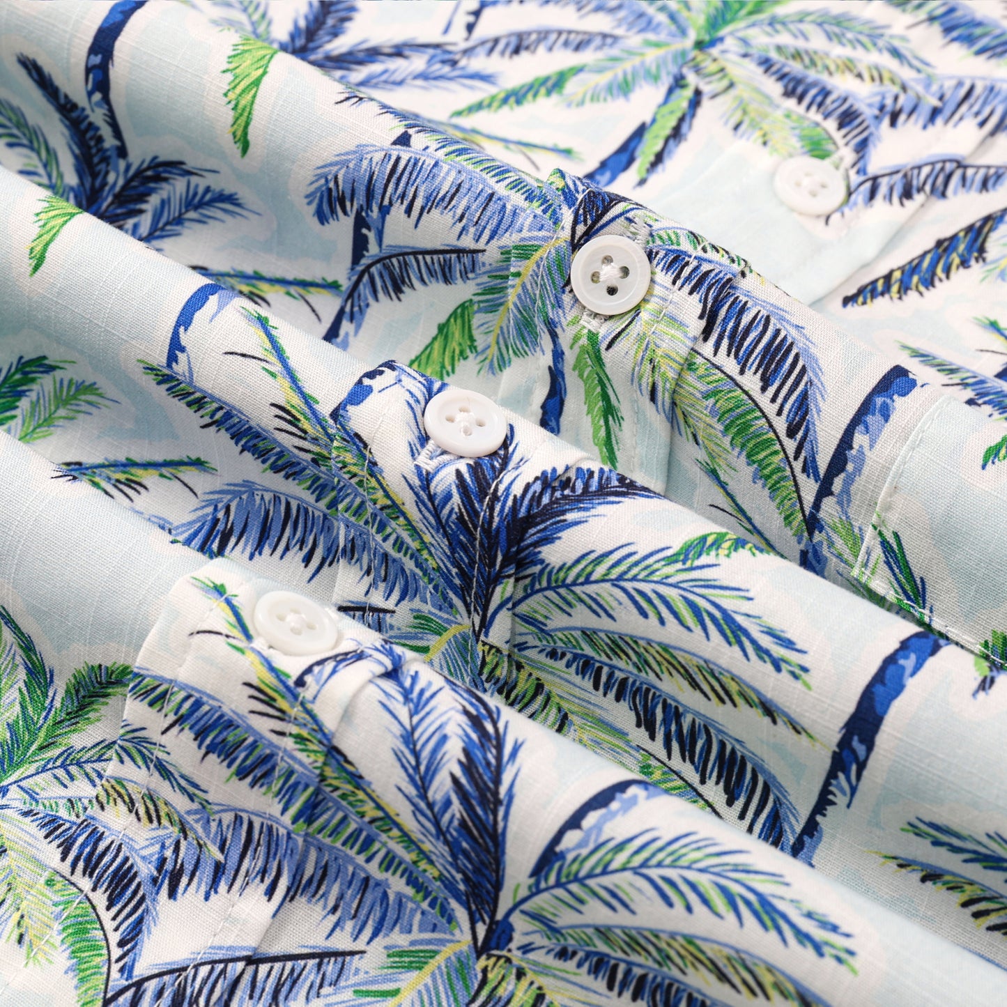 Beach Palm Tree Pattern Button Short Sleeve Shirt
