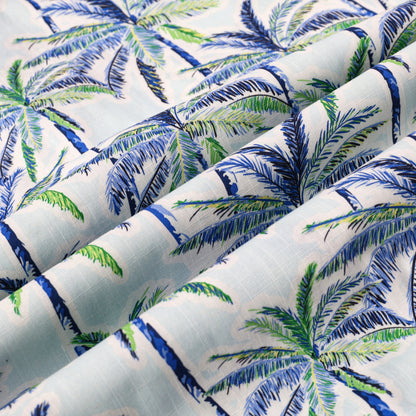 Beach Palm Tree Pattern Button Short Sleeve Shirt