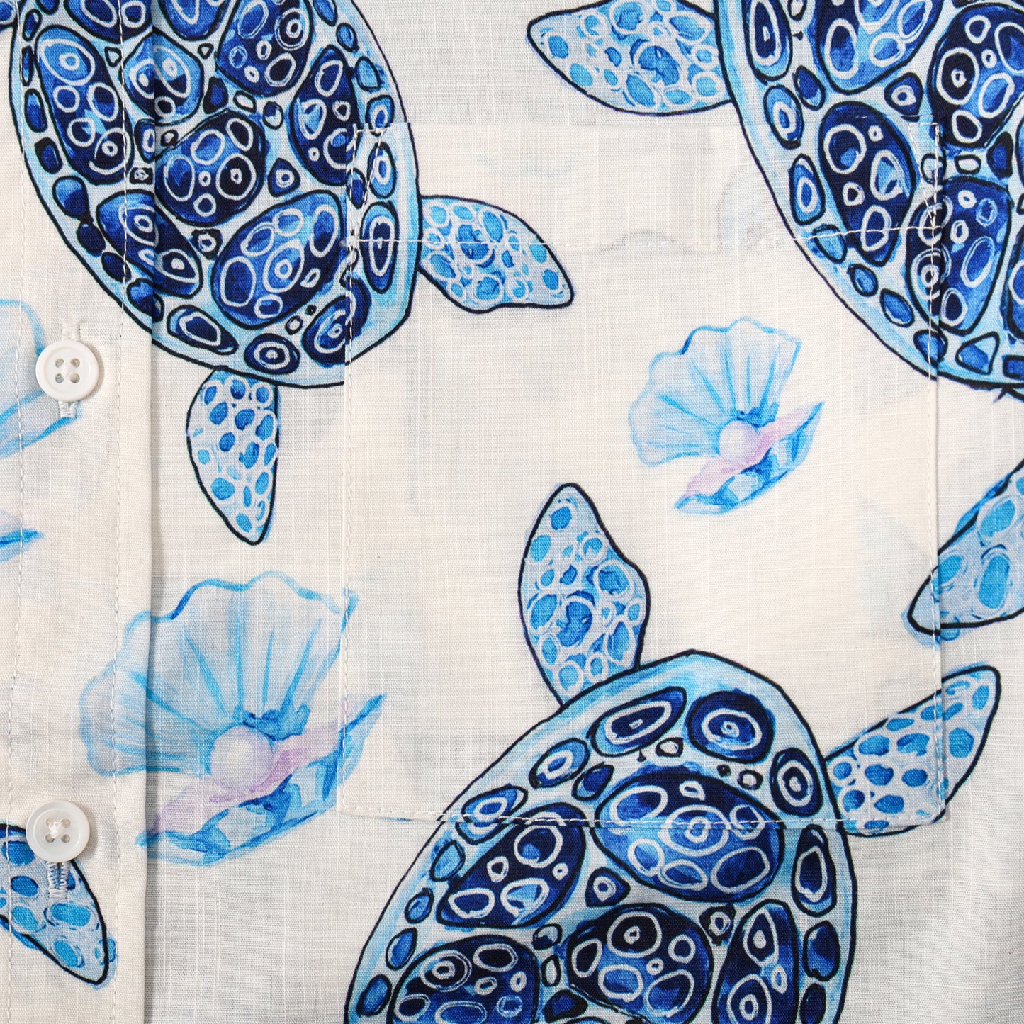 Mussel Turtle Pattern Button Short Sleeve Shirt