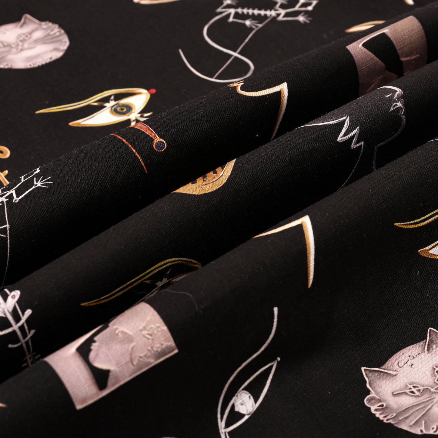 Black Print Button Short Sleeve Shirt