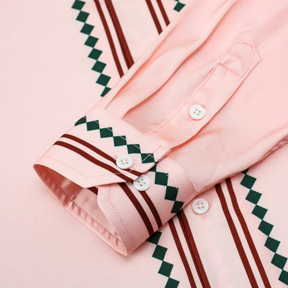Pink Camp Collar Long Sleeve Shirt