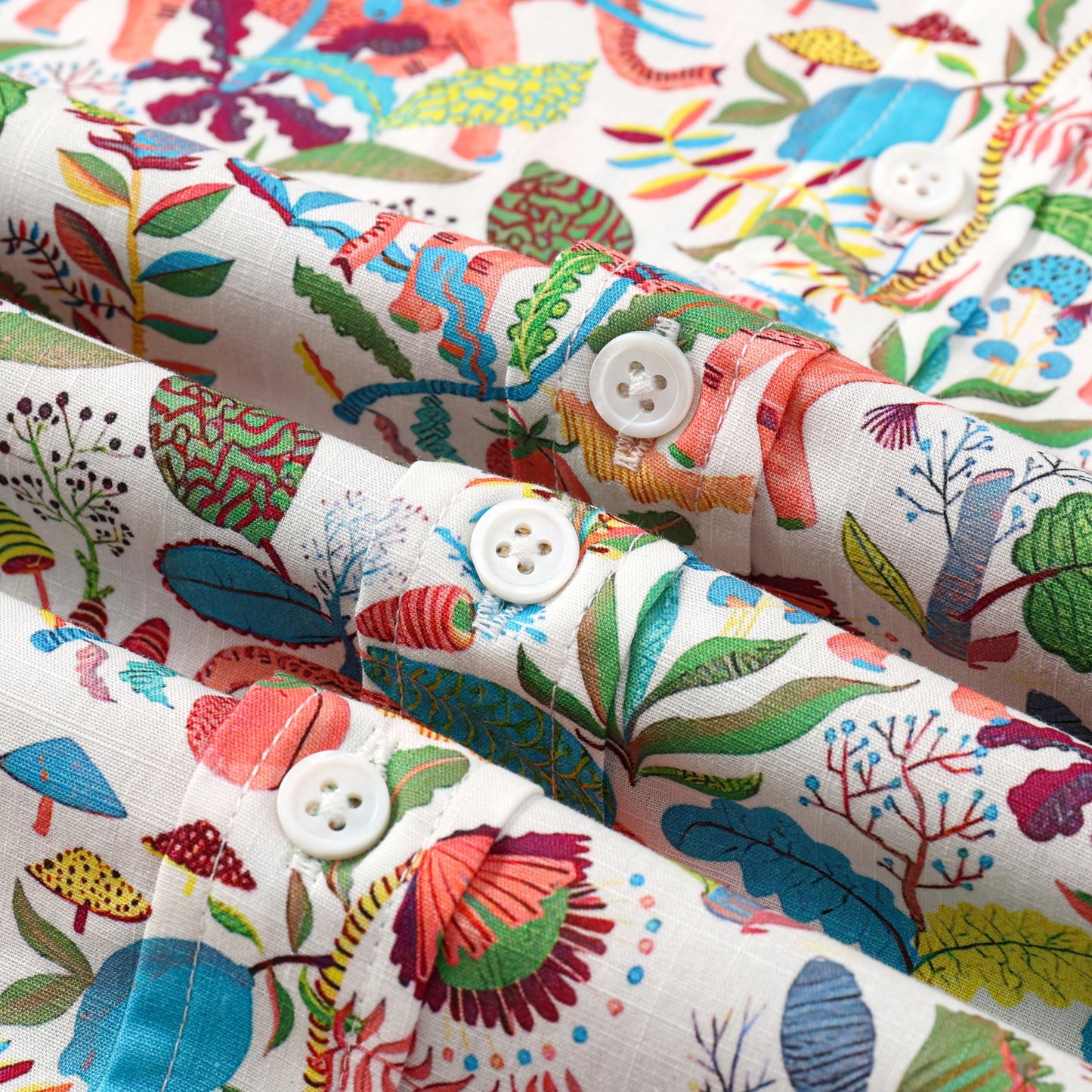 Elephant Floral Pattern Button Short Sleeve Shirt