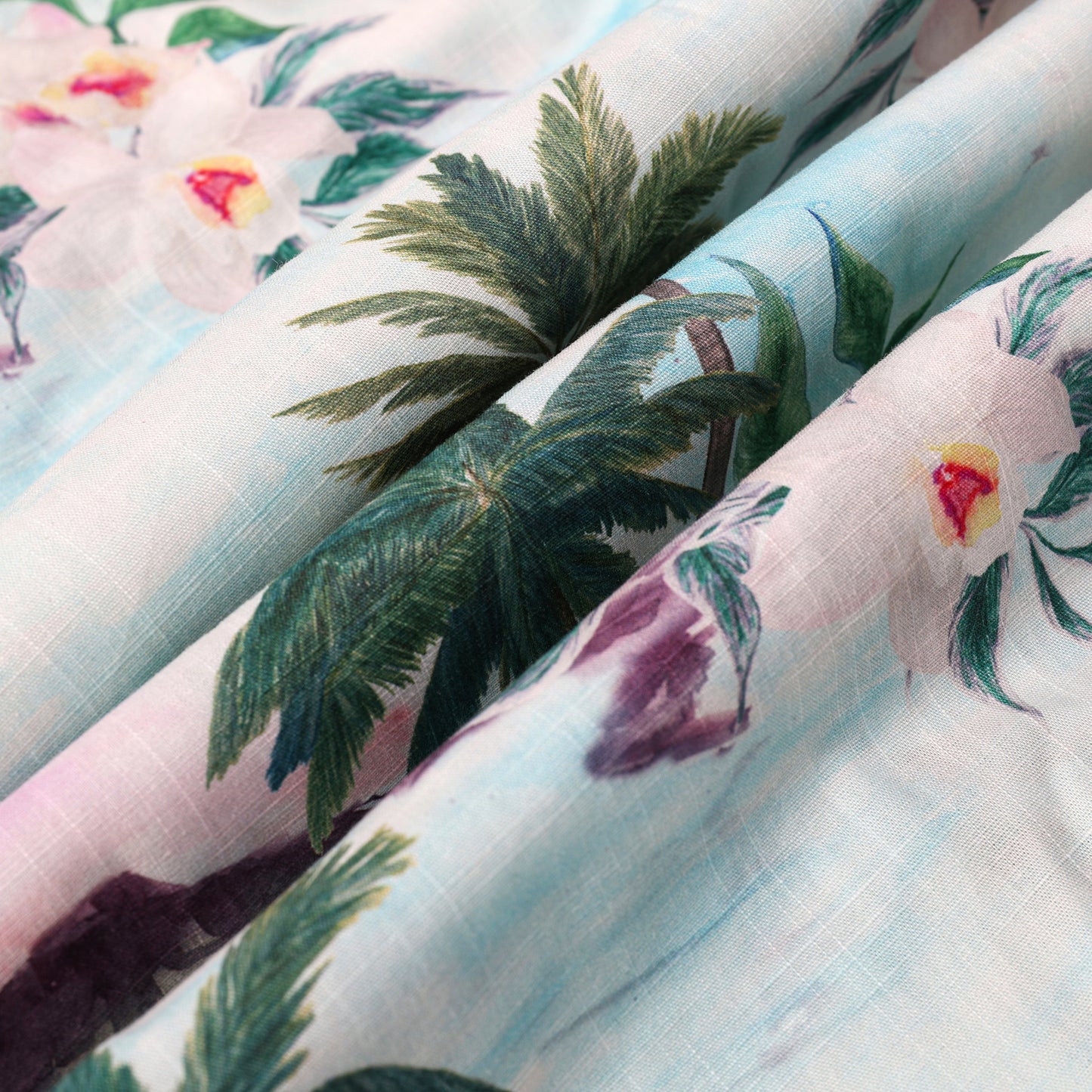 Palm Tree Island Pattern Button Short Sleeve Shirt