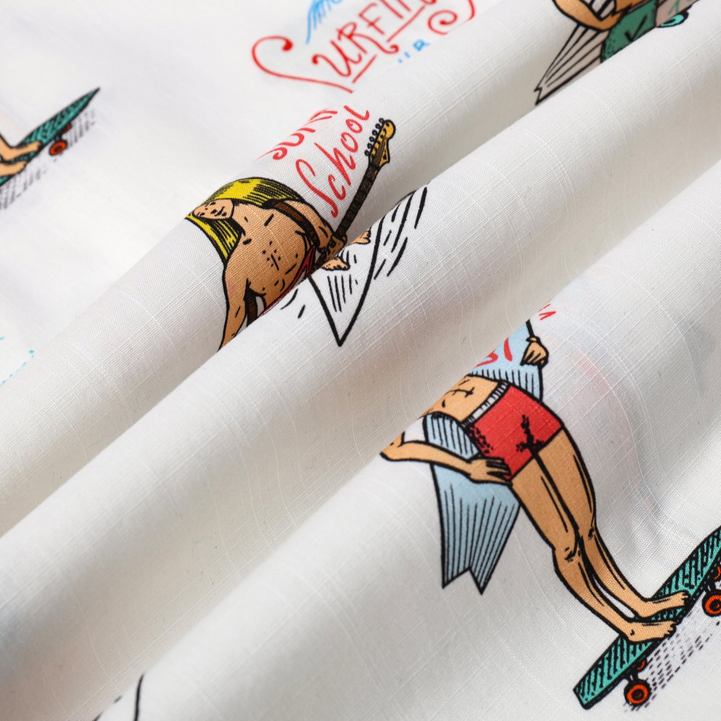 Surfing Club Pattern Button Short Sleeve Shirt