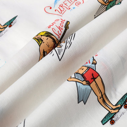 Surfing Club Pattern Button Short Sleeve Shirt