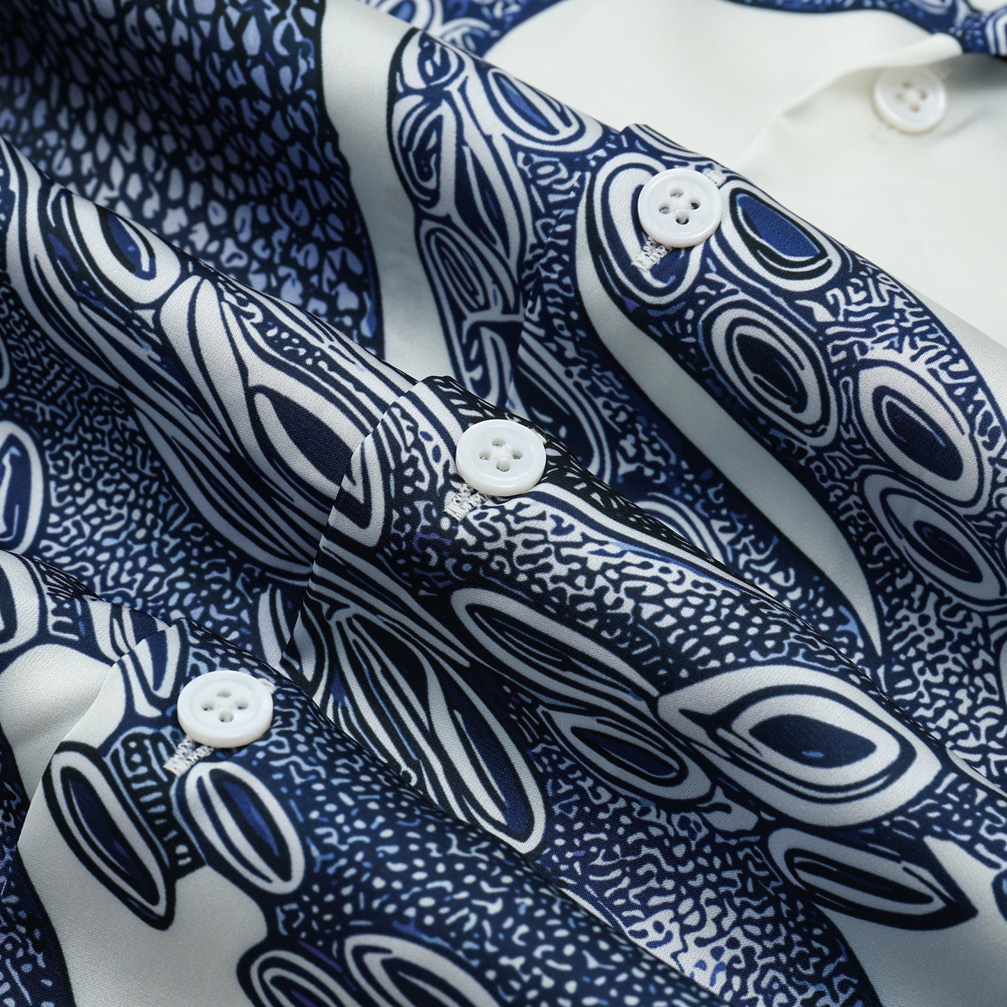 Octopus Print Camp Collar Short Sleeve Shirt