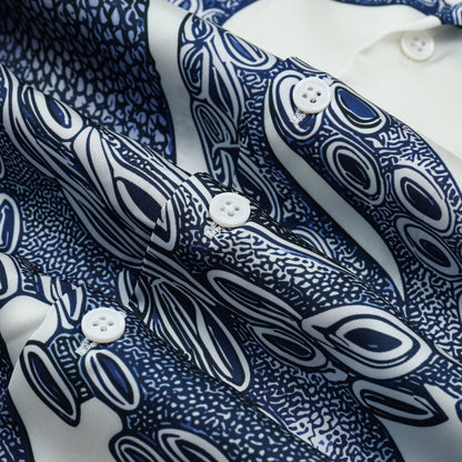Octopus Print Camp Collar Short Sleeve Shirt