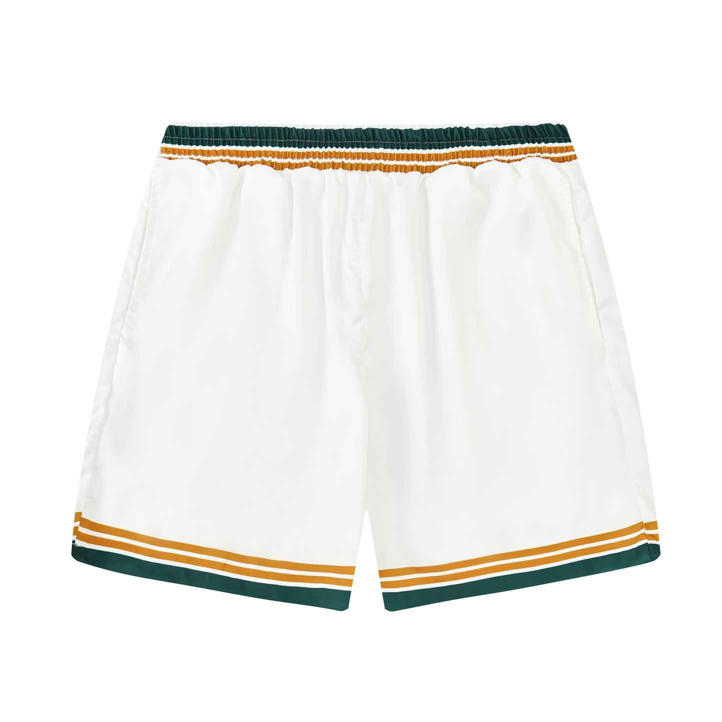 Stripe Pattern Tennis Court Print Waistband Shorts