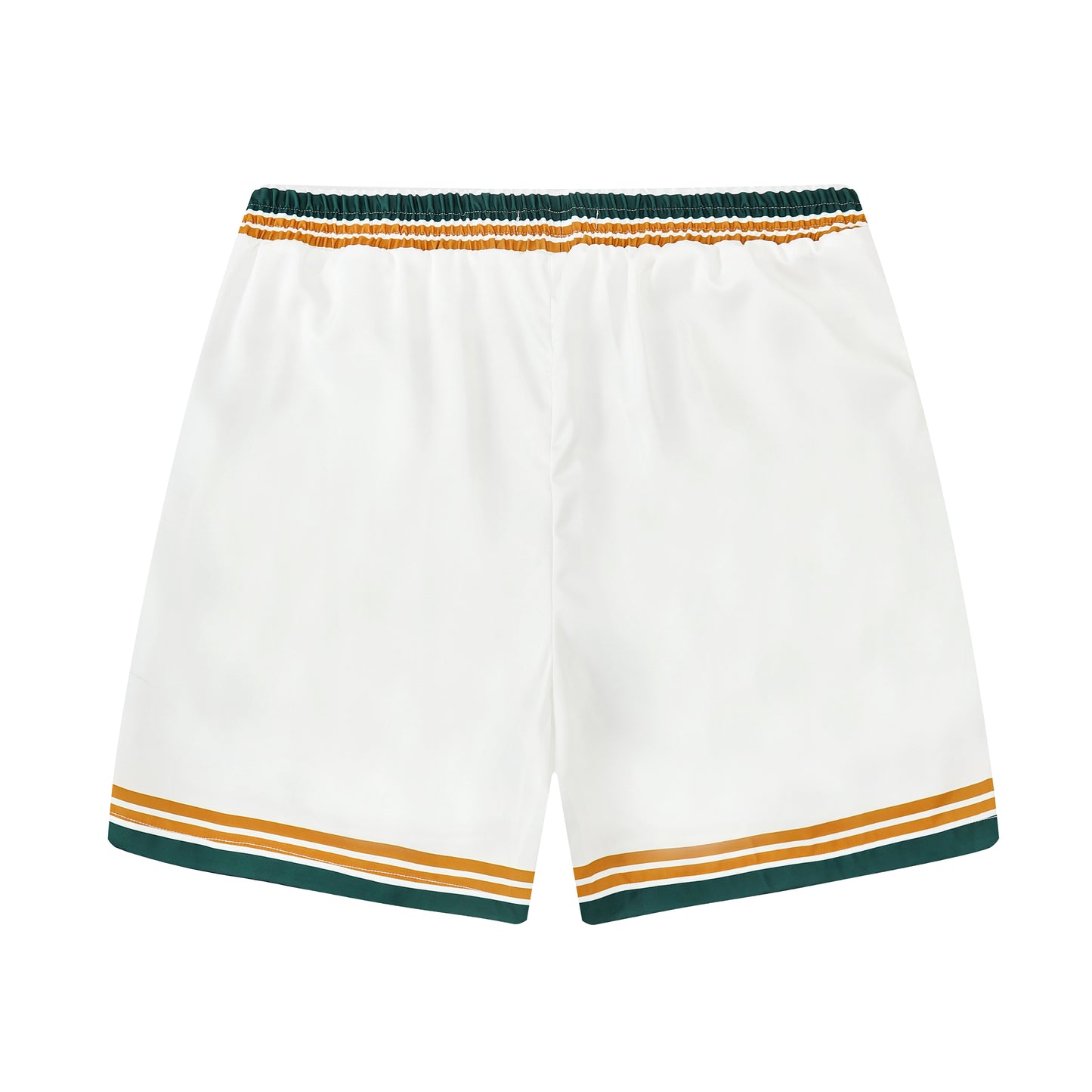 Stripe Pattern Tennis Court Print Waistband Shorts