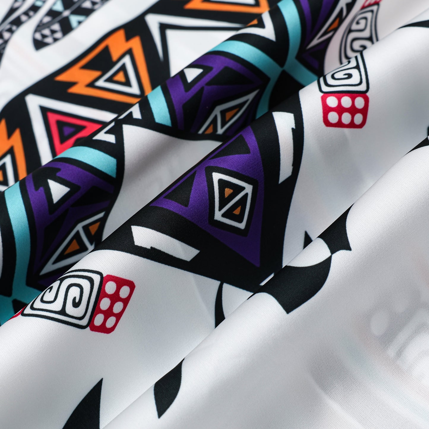 Triangle Tribal Pattern Camp Collar Casual Shirt for Men