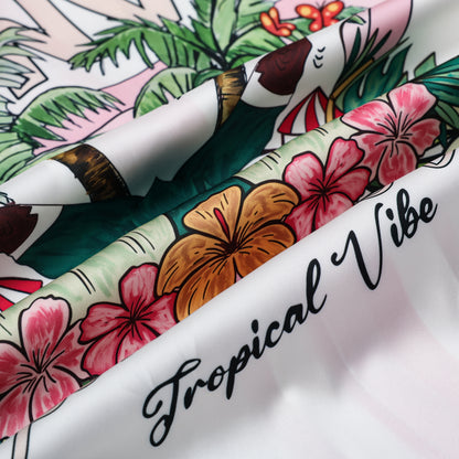 Vacation Wear Palm Tree Pattern Camp Collar Casual Shirt for Men