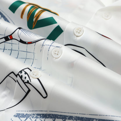 Tennis Court Sports Resort Wear Camp Collar Casual Shirt