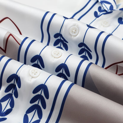 Snow Mountain Wind Turbine Pattern Short Sleeve Camp Collar Shirt