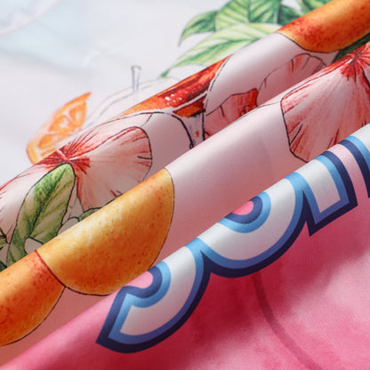 Orange Floral Pattern Short Sleeve Camp Collar Resort Shirt