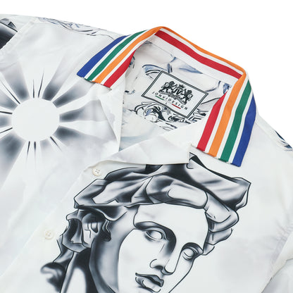 Greek Statue Long Sleeve Camp Collar Shirt