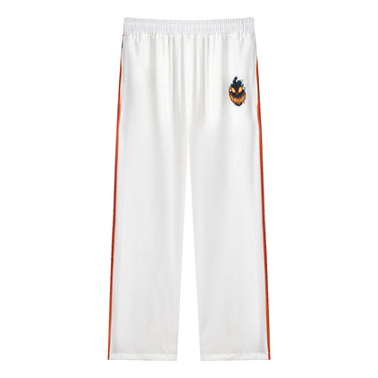 Ghost Rider Halloween Casual Trousers With Elastic Waistband Skull Orange Side Design