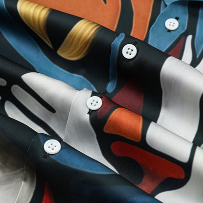 Cat Print Camp Collar Casual Shirt for Men
