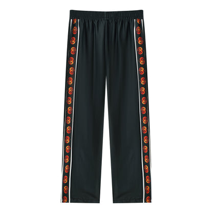 Halloween Pumpkin Print Casual Trousers With Elastic Waistband