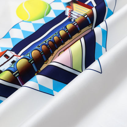 Western Architecture Camp Collar Casual Tennis Shirt