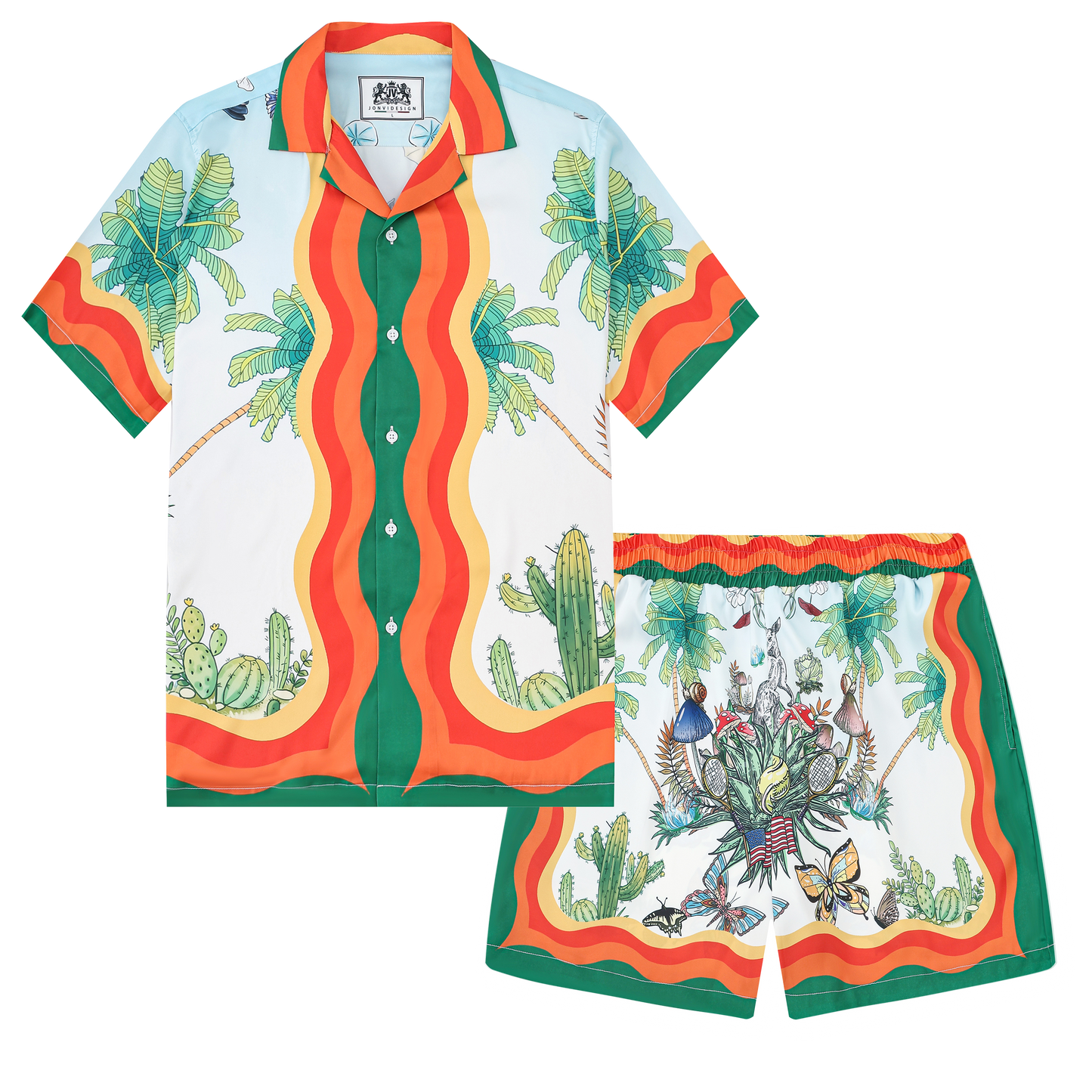 Tropical Pattern Waistband Shorts