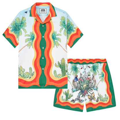 Tropical Pattern Waistband Shorts