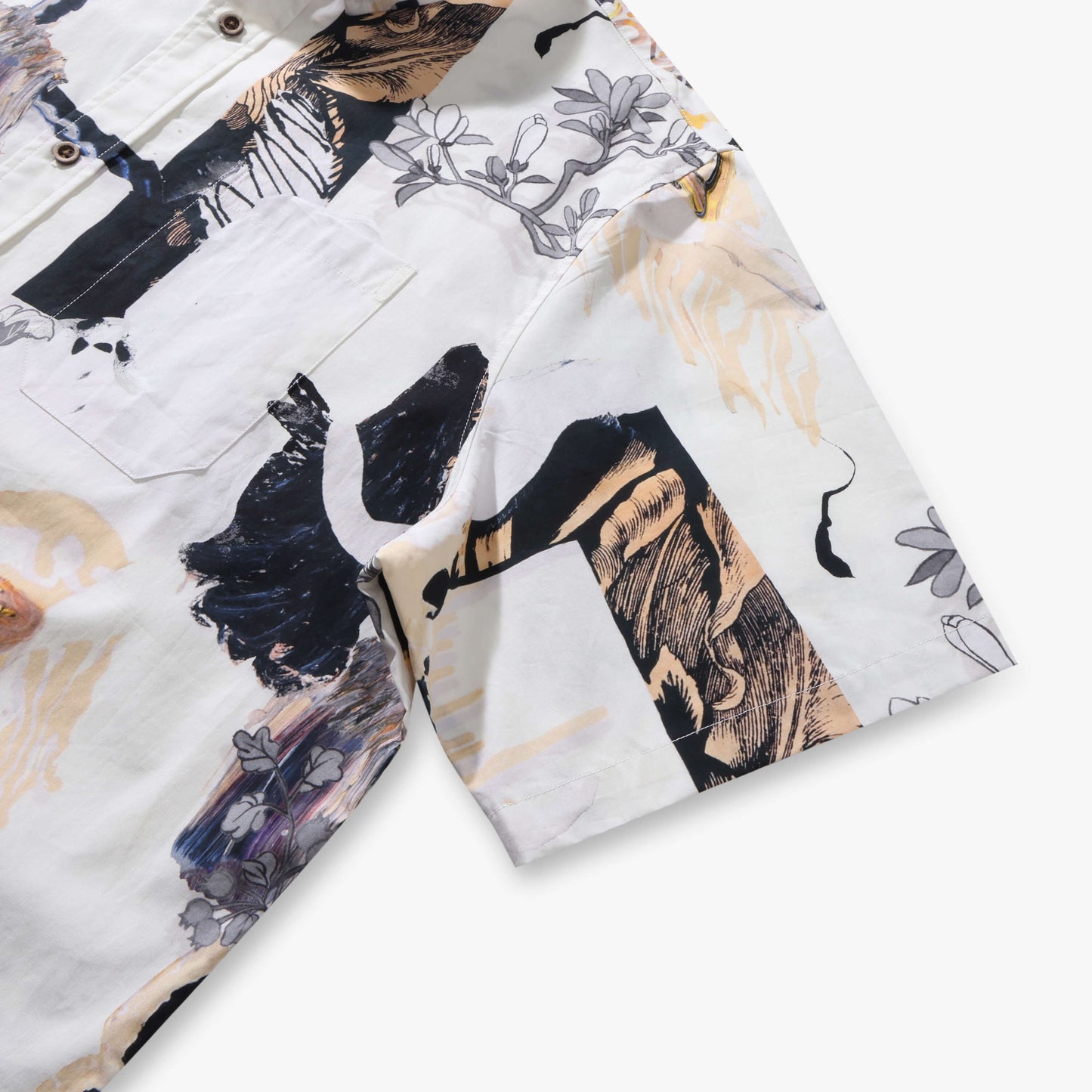 Ukiyo-e Crane Collage Casual Shirt