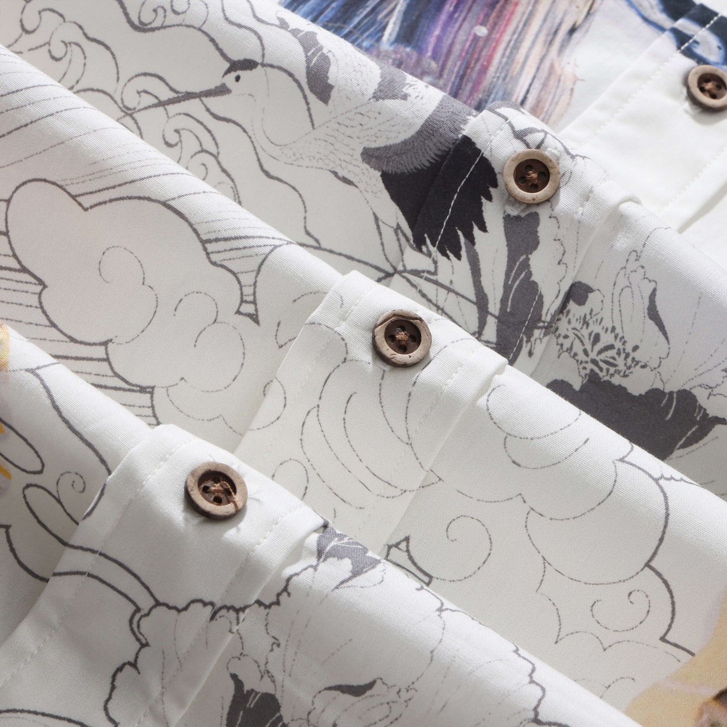 Ukiyo-e Crane Collage Casual Shirt