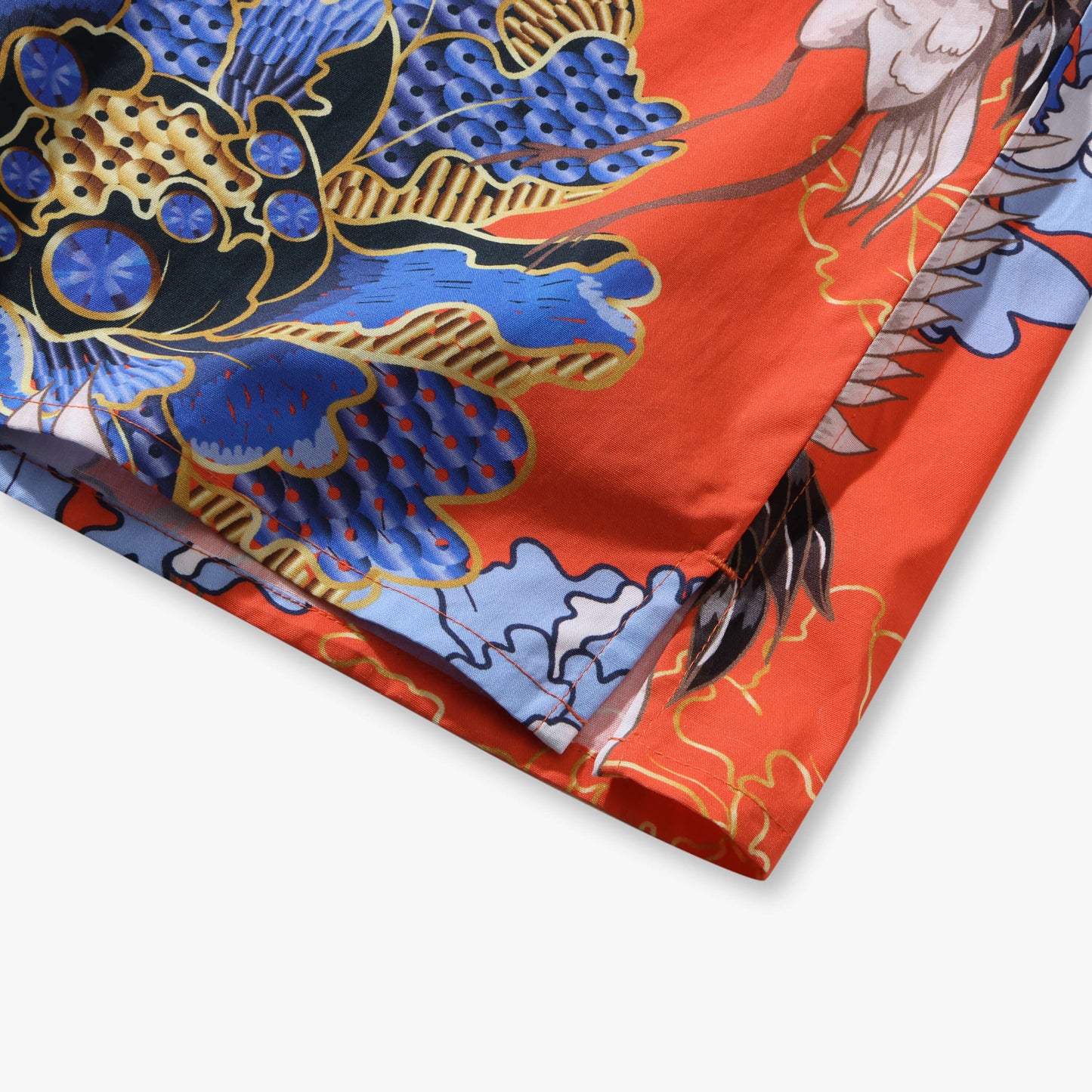 Crane Perched on Blue Peonies