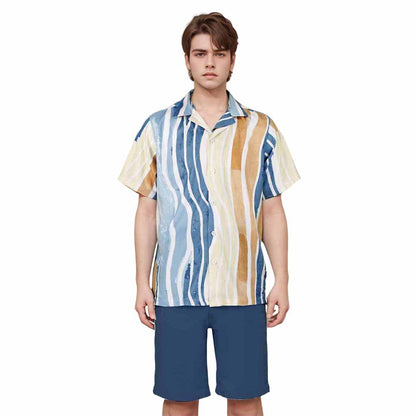 Ripple Casual Print Elastic Waistband Summer Casual Shorts