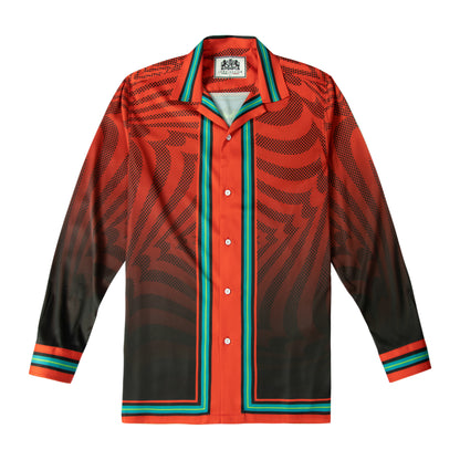 Halloween Fly Skeleton Long Sleeve Camp Collar Shirt
