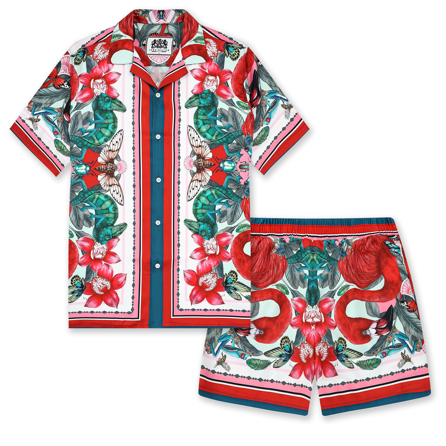 Animal Flamingo Pattern Camp Collar Casual Shirt Jonvidesign