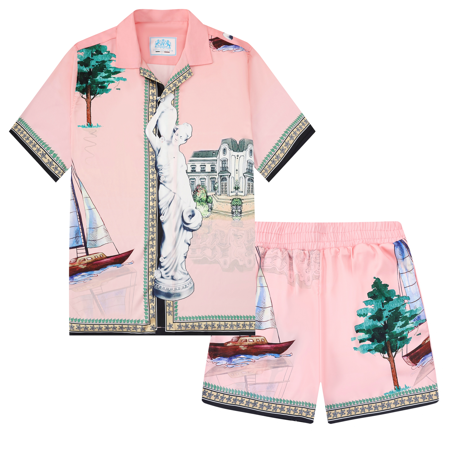 Goddess Statue Pattern Elastic Waist Summer Casual Shorts